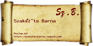 Szakáts Barna névjegykártya